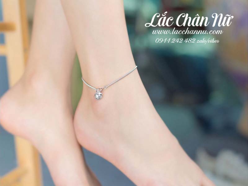 Lắc chân bạc có chuông hình lục lạc LCBN202