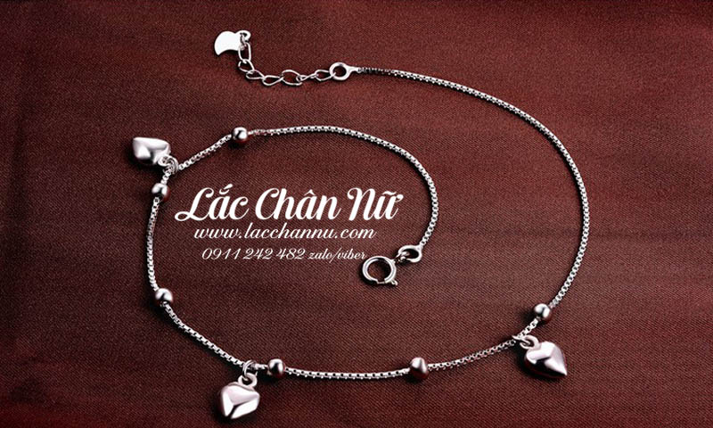 Lắc chân bạc có chuông hình trái tim LCBN76