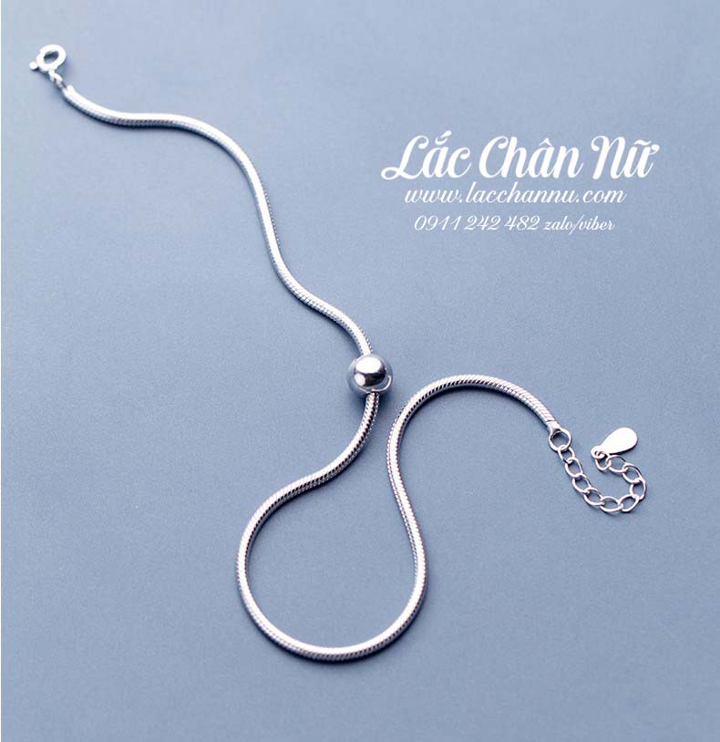 Lắc chân bạc nữ cao cấp dây đơn bi tròn sang chảnh LCBN195