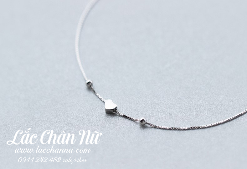 Lắc chân bạc nữ đây đơn trái tim đẹp LCBN208