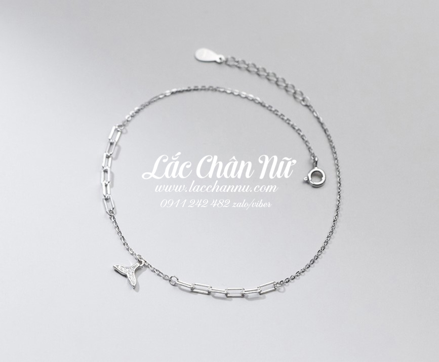 Lắc chân bạc nữ cao cấp cá heo đính đá LCBN256