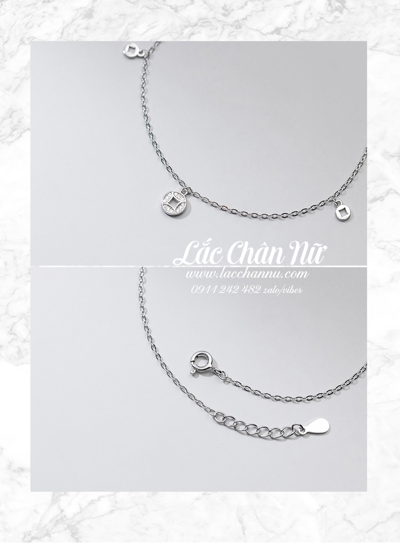 Lắc chân bạc nữ cao cấp đính đá đẹp LCBN259