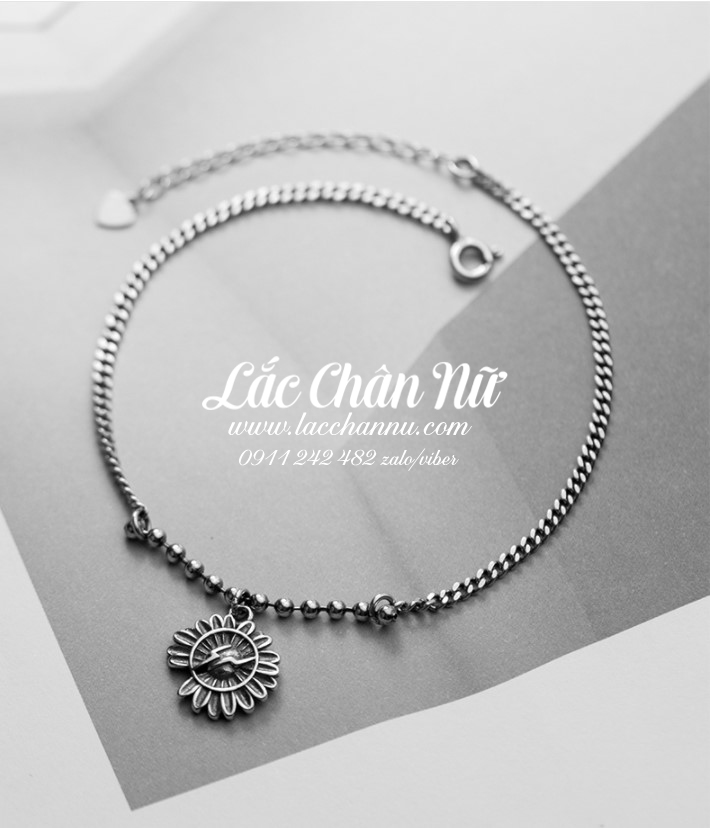 Lắc chân bạc nữ hoa cúc khuyết cánh Daisy cá tính LCBN224