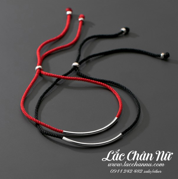 Lắc chân bạc vải đen cá tính LCBN243