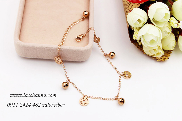 Lắc chân Titan vàng có chuông LCN165