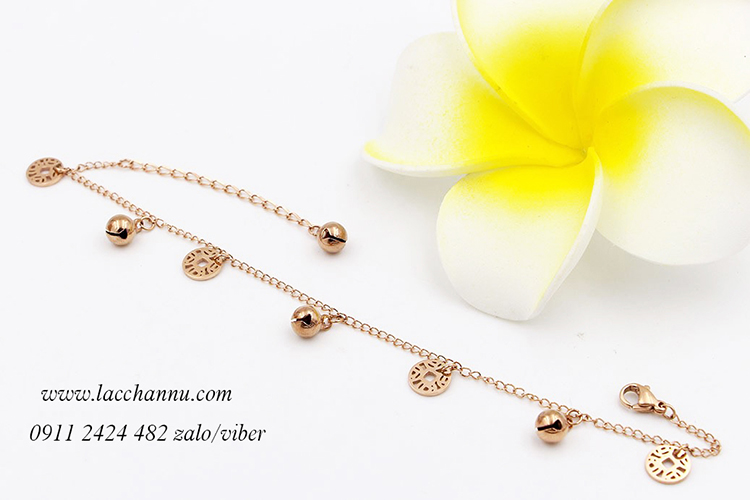  Lắc chân Titan vàng có chuông LCN165