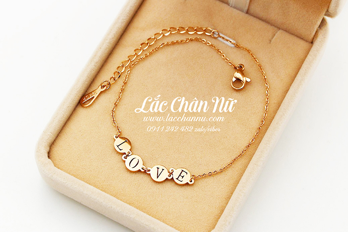 Lắc chân Titan vàng chữ Love đẹp LCN166