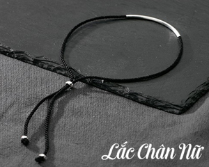 Lắc chân bạc vải đen cá tính LCBN243