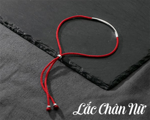 Lắc chân bạc vải đỏ may mắn LCBN242