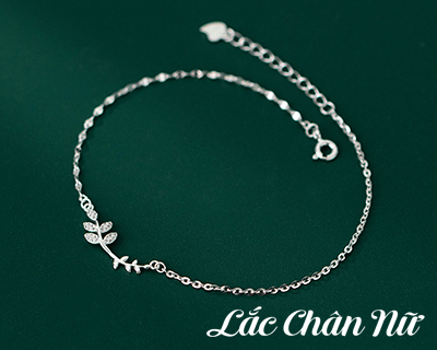 Lắc chân bạc hình chiếc lá lấp lánh LCBN288