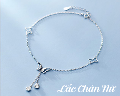 Lắc chân bạc hình con bướm xinh LCBN291