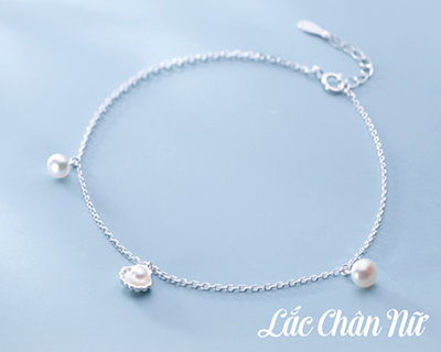 Lắc chân bạc nữ cao cấp hạt châu sang chảnh LCBN251