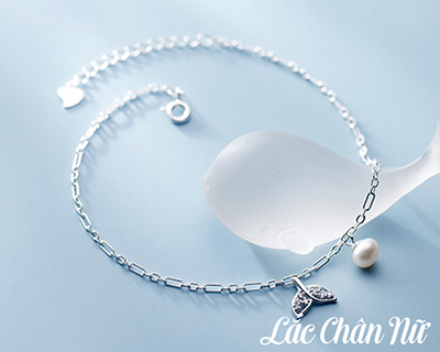Lắc chân bạc nữ cao cấp cá heo đính đá LCBN261