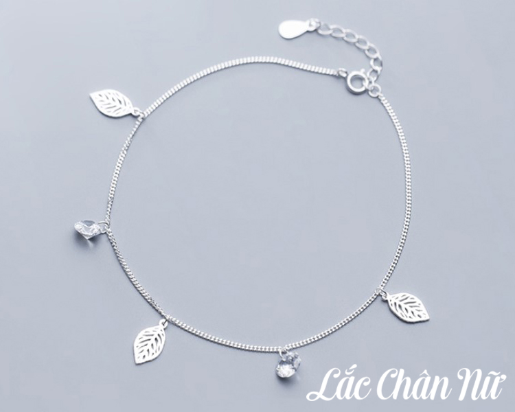 Lắc chân bạc nữ cao cấp hình chiếc lá đẹp LCBN262