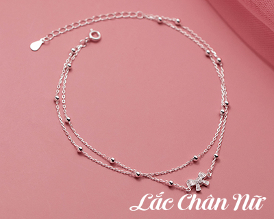 Lắc chân bạc nữ hình chiếc nơ dễ thương LCBN296